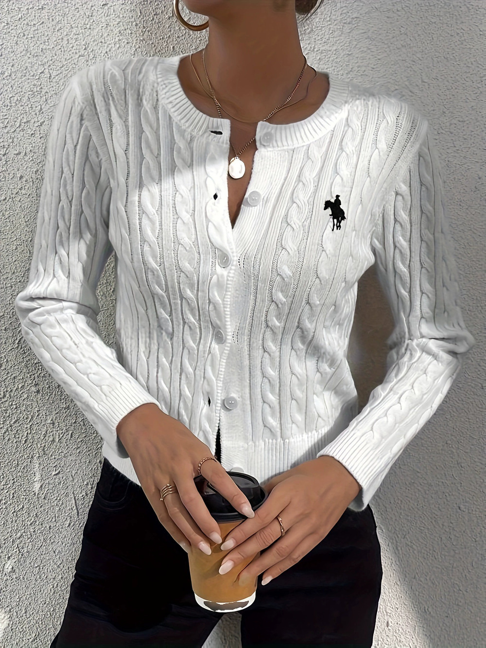 ZARA Autumn Winter Casual Slim Fit Cable Knit Button Cardigan